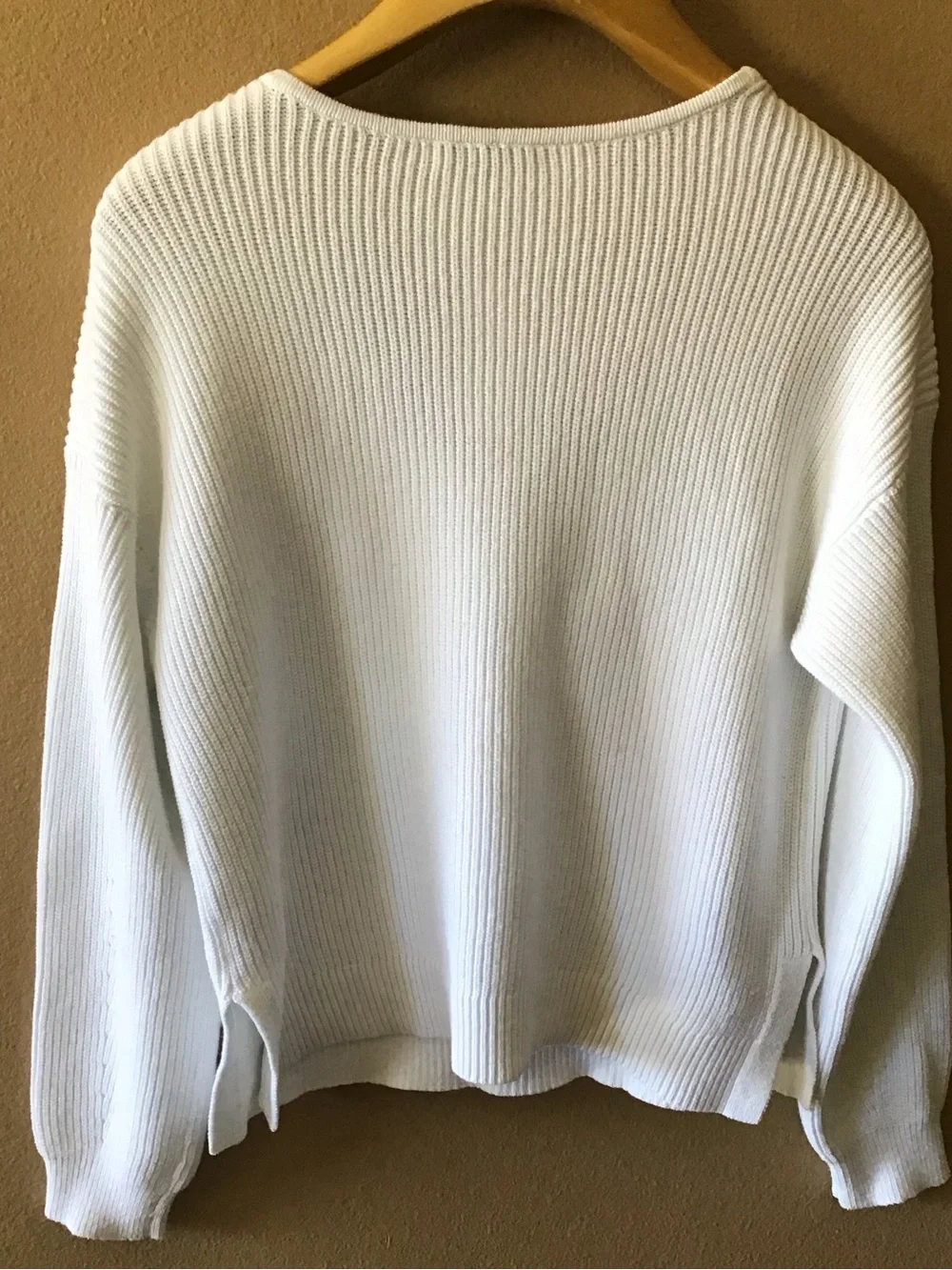 NWT J. Crew White Summer Sweater Ribbed V-Neck (S)